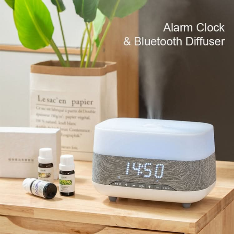 300ml Bluetooth Clock Aromatherapy Humidifier with Seven-color Ambient Light,EU Plug-Reluova