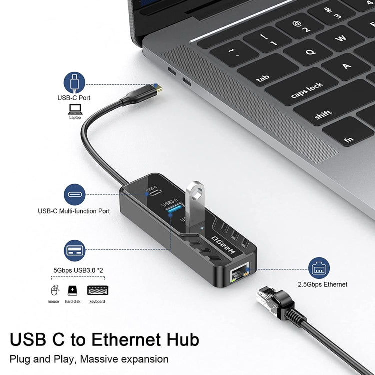 QGeeM UH04-8 Type-C Multifunctional Docking Station HUB To HDMI/RJ45 2.5G Expander