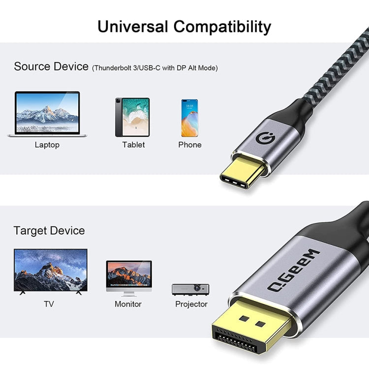 QGeeM QG-UA13 Type-C To DP 4K 60Hz Nylon Braided Adapter Cable, Length: