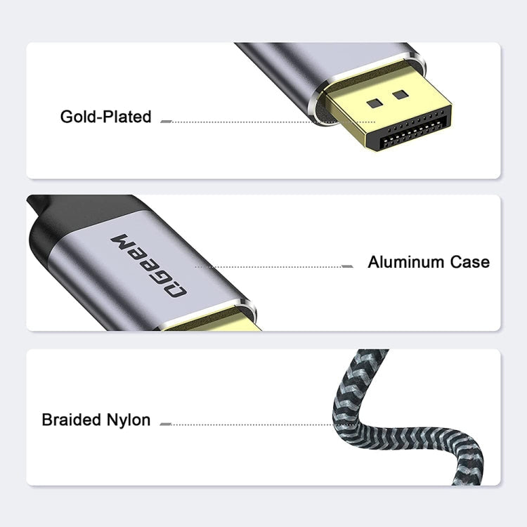 QGeeM QG-UA13 Type-C To DP 4K 60Hz Nylon Braided Adapter Cable, Length: