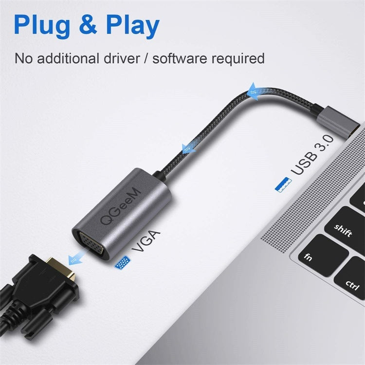 QGeeM QG-UA07-A USB 3.0 to VGA High Speed Transfer Multi-Display Video Converter