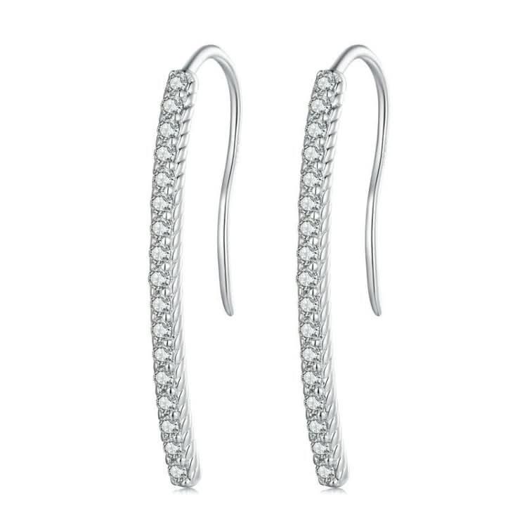 Sterling Silver S925 Simple White Gold Plated Zirconia Ear Hooks Reluova