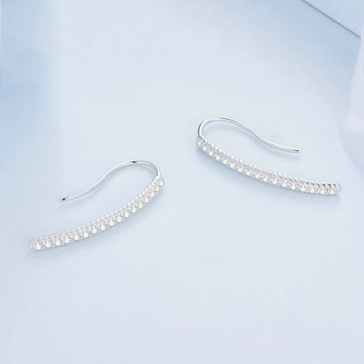 Sterling Silver S925 Simple White Gold Plated Zirconia Ear Hooks Reluova