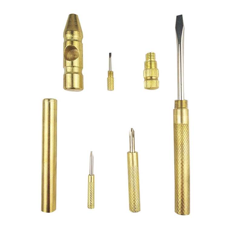 6 in 1 Multifunctional Mini Household Brass Hammer Screwdriver