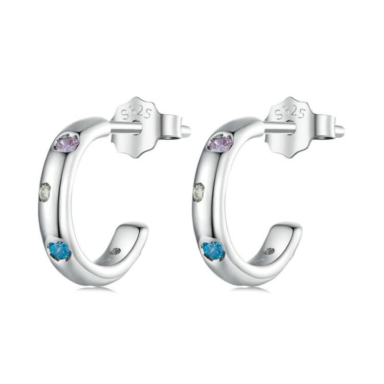 Sterling Silver S925 Platinum-plated Colorful Zirconium Earrings Reluova