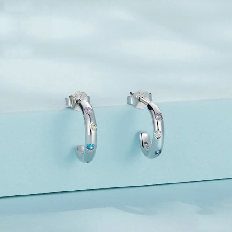 Sterling Silver S925 Platinum-plated Colorful Zirconium Earrings Reluova