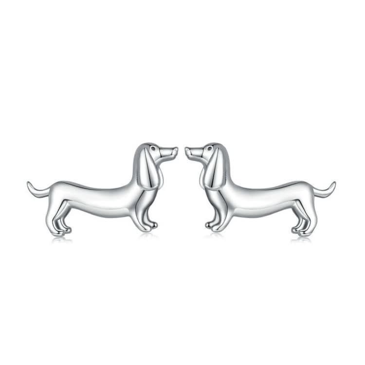 Sterling Silver S925 Cute Dachshund Animal Stud Earrings Reluova