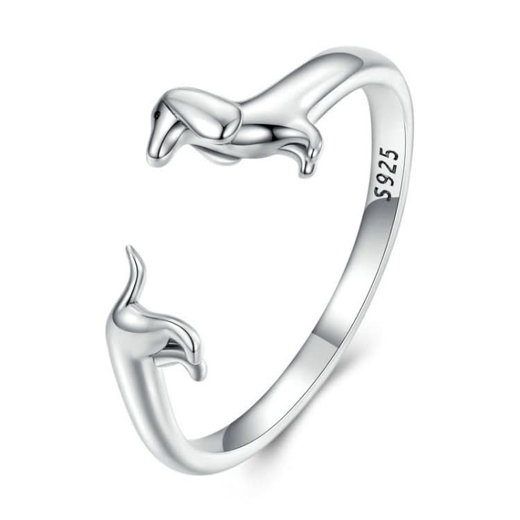 Sterling Silver S925 Dachshund Cute Open Ring Reluova