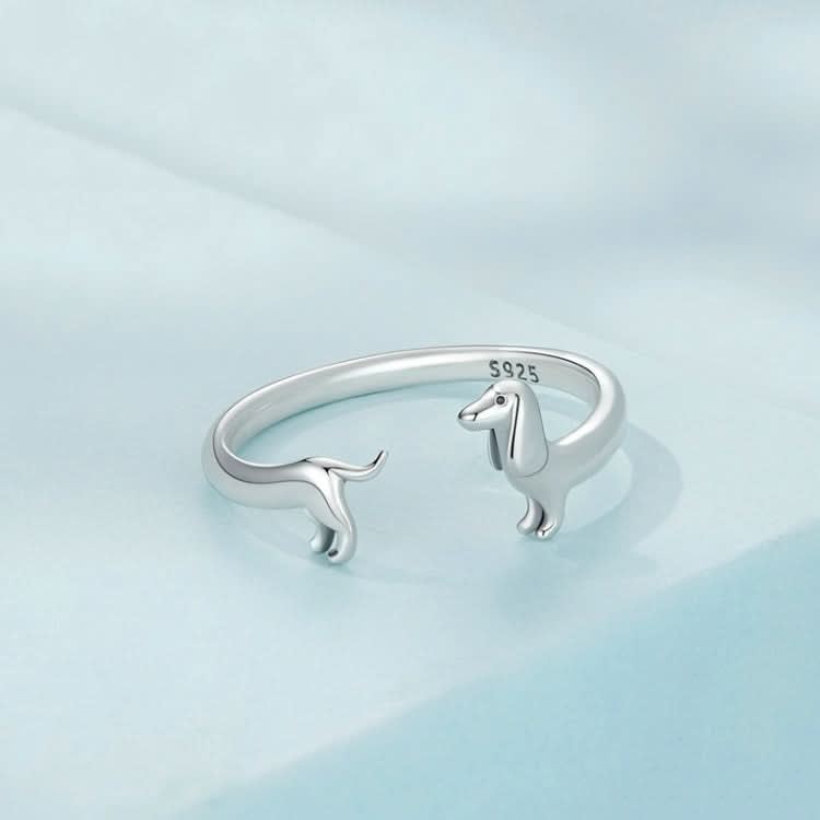 Sterling Silver S925 Dachshund Cute Open Ring Reluova