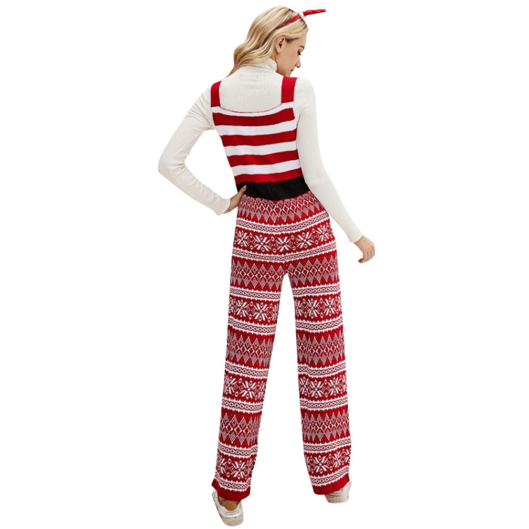 Autumn and Winter Knitted Back Pants Christmas Snowflake Knitted Jumpsuit Reluova