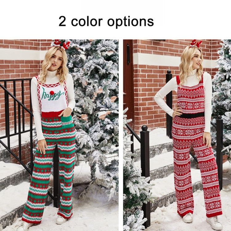 Autumn and Winter Knitted Back Pants Christmas Snowflake Knitted Jumpsuit Reluova