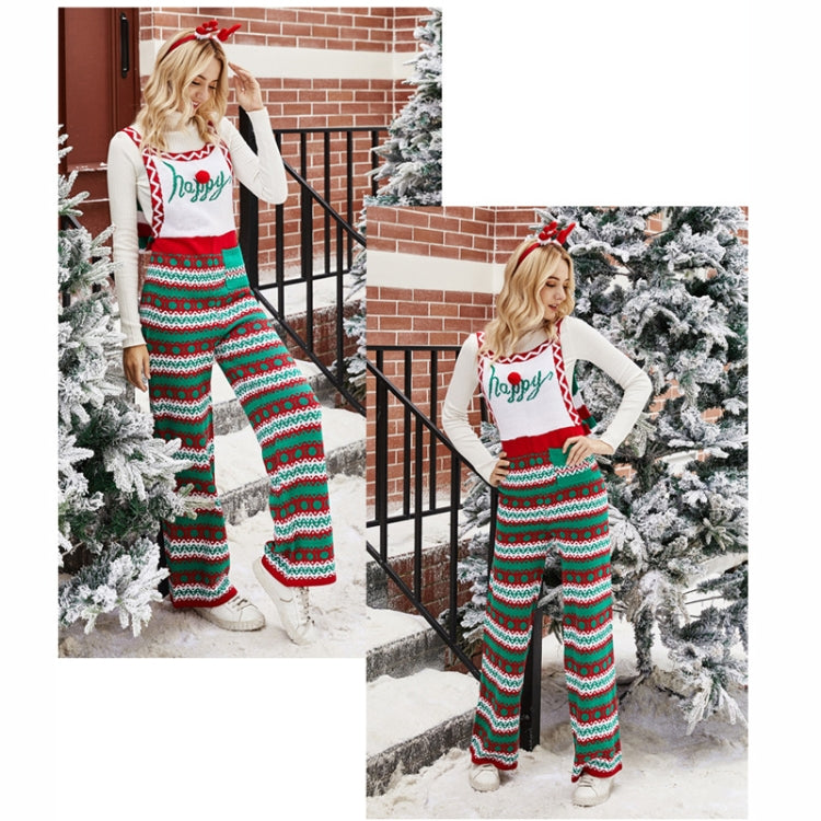 Autumn and Winter Knitted Back Pants Christmas Snowflake Knitted Jumpsuit Reluova