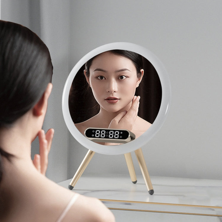 Q6 Smart Clock Display Bluetooth Speaker Fill Light Makeup Mirror with Wireless Charger