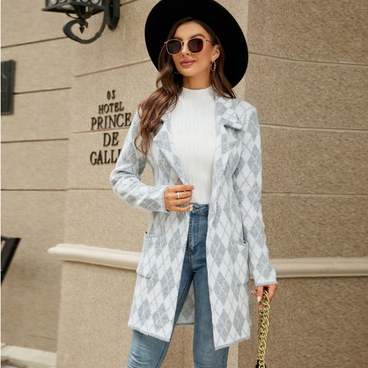 Autumn and Winter Long Sweater Collision Color Knitted Cardigan Trench Coat