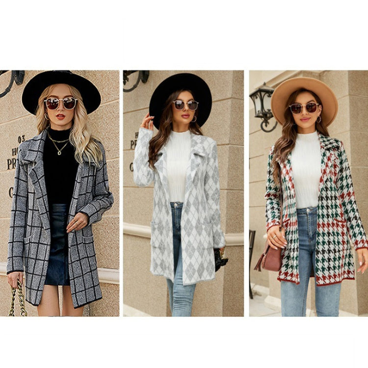 Autumn and Winter Long Sweater Collision Color Knitted Cardigan Trench Coat