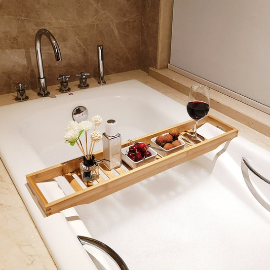 Bamboo Non-slip Bathtub Shelf Multifunctional Soaking Shelf Reluova