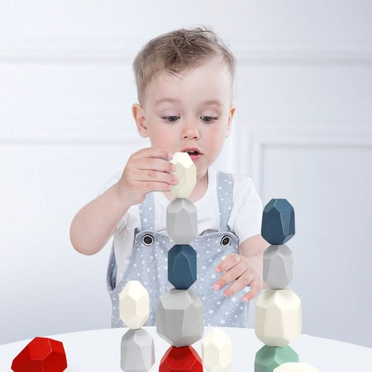 Children Early Teachings Stack Stone Building Blocks Wood Stack Stone Toys, Series 1 Reluova