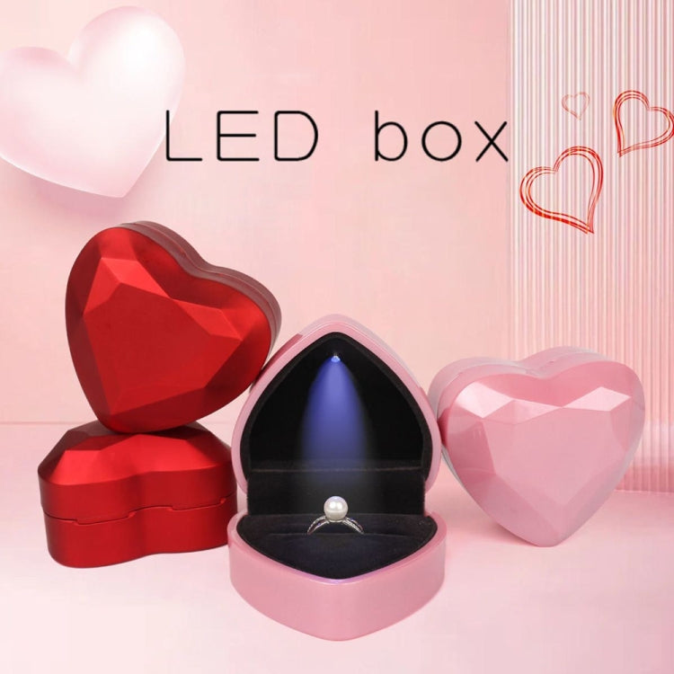 017015-20 Heart-shaped LED Light Ring Necklace Storage Box without Jewelry, Spec: