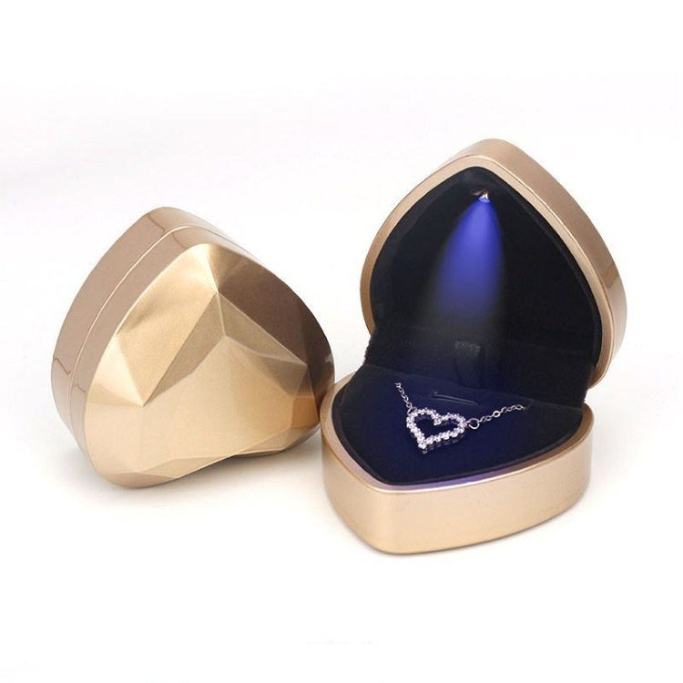 017015-20 Heart-shaped LED Light Ring Necklace Storage Box without Jewelry, Spec: