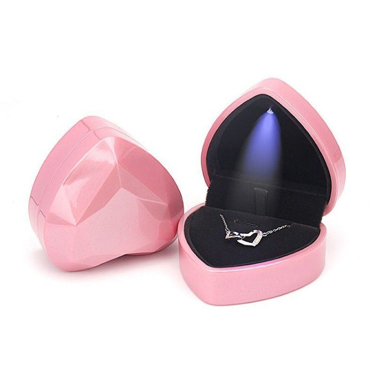 017015-20 Heart-shaped LED Light Ring Necklace Storage Box without Jewelry, Spec: