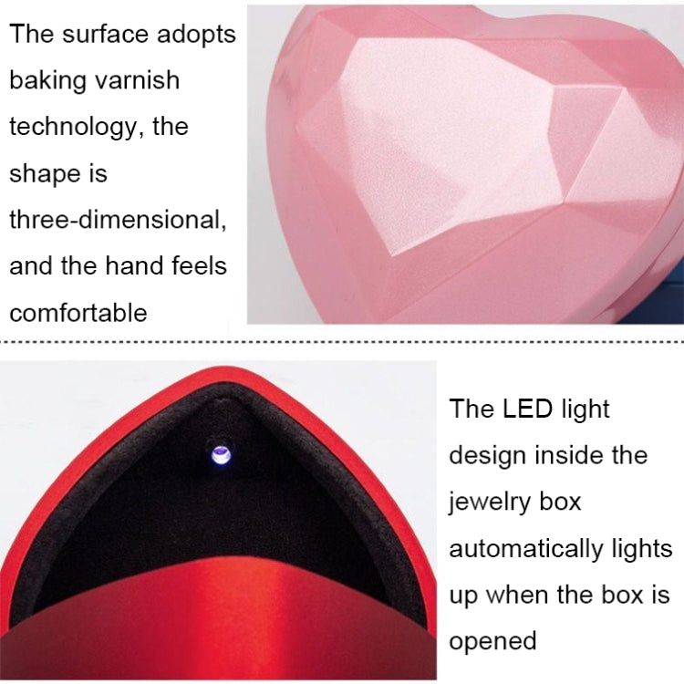 017015-20 Heart-shaped LED Light Ring Necklace Storage Box without Jewelry, Spec: