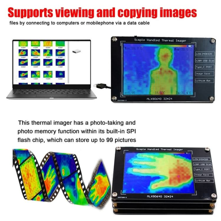 MLX90640 2.8-Inch LCD Digital Infrared Thermal Imaging Inspection Tool Reluova