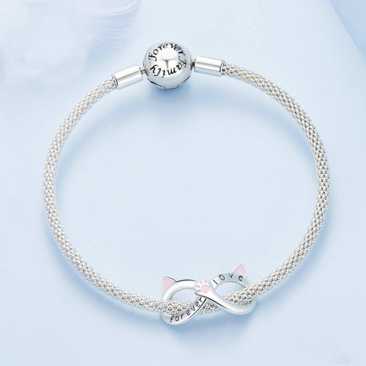 S925 Sterling Silver Infinity Cat Symbol Bracelet Beads