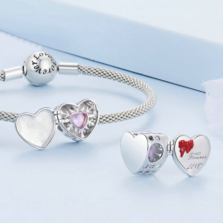 Sterling Silver S925 Heart Openable Gift Box Bracelet Beaded