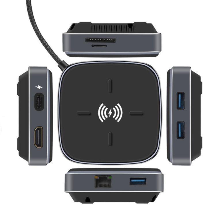 AY95 8 In 1 TYPE-C/USB-C To HUB Extended Dock Wireless Fast Charging Concentrator