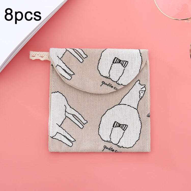 8pcs Cotton and Linen Sanitary Napkin Storage Bag Handy Clutch Bag