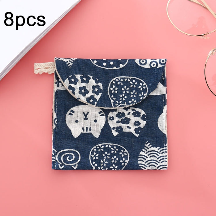 8pcs Cotton and Linen Sanitary Napkin Storage Bag Handy Clutch Bag