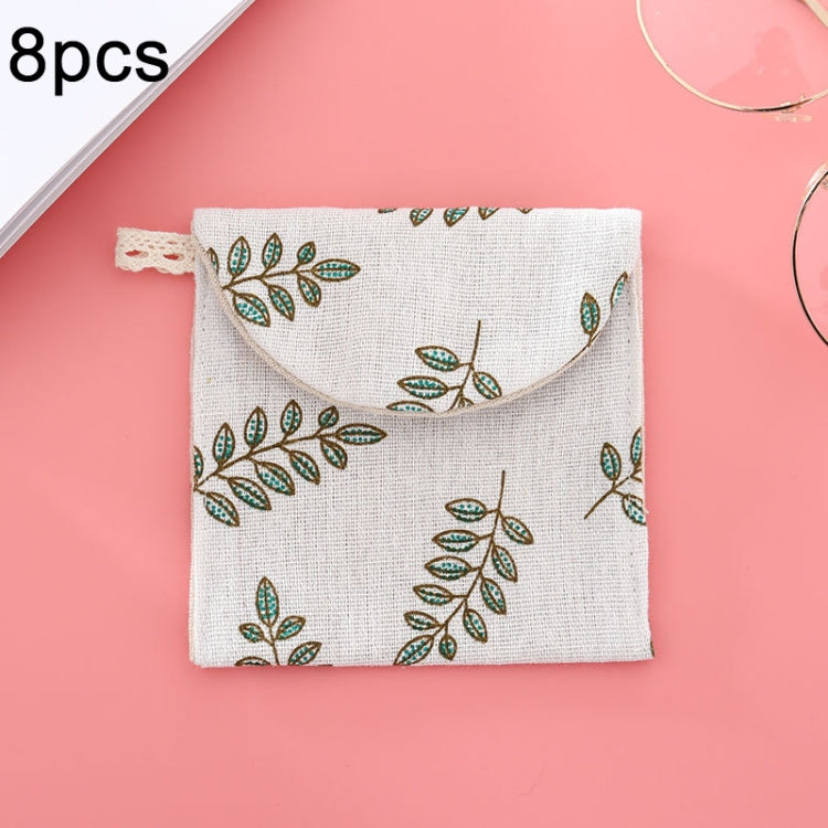 8pcs Cotton and Linen Sanitary Napkin Storage Bag Handy Clutch Bag