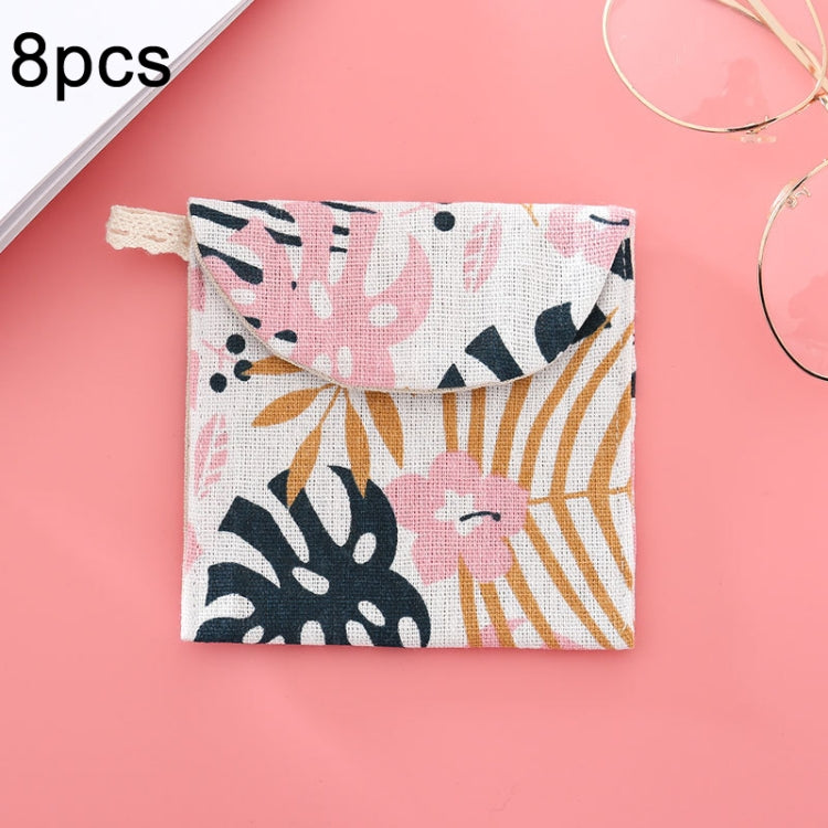 8pcs Cotton and Linen Sanitary Napkin Storage Bag Handy Clutch Bag