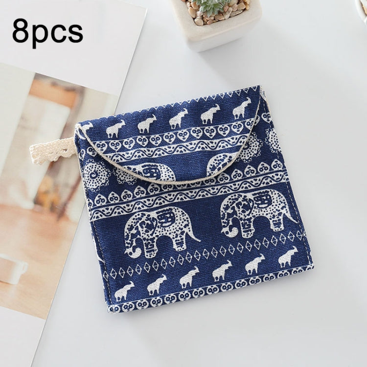 8pcs Cotton and Linen Sanitary Napkin Storage Bag Handy Clutch Bag