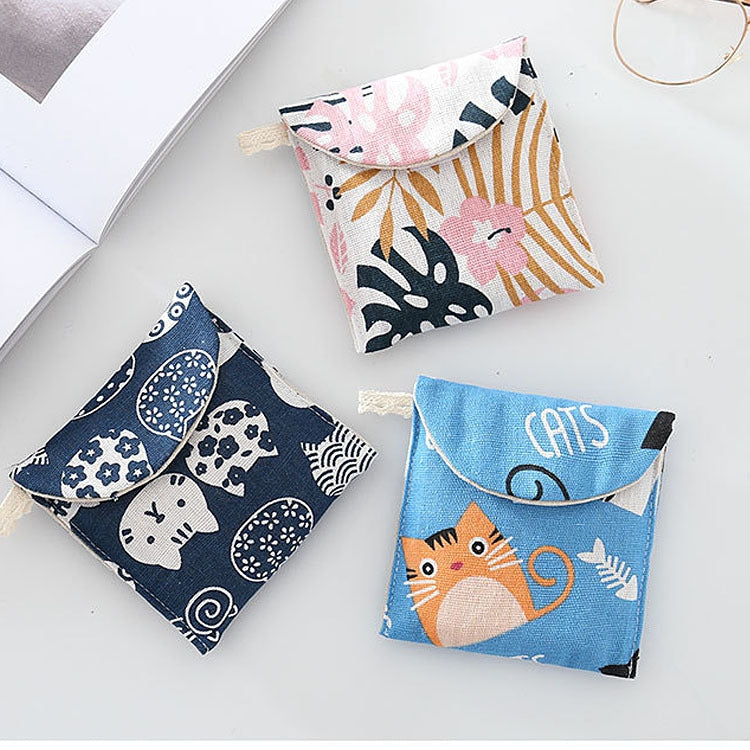 8pcs Cotton and Linen Sanitary Napkin Storage Bag Handy Clutch Bag