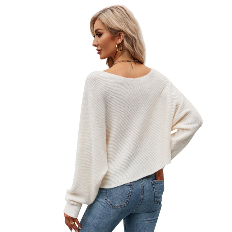 Female Sexy Strapless Knit Shirt Loose Bat Sleeve Knitted Tops