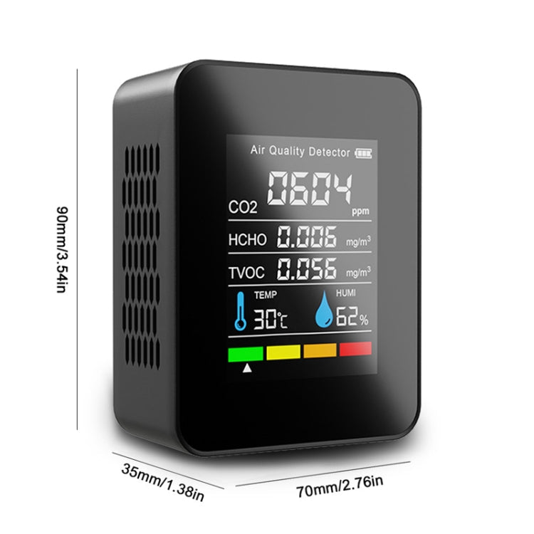 5 In 1 Temperature Humidity TVOC HCHO CO2 Large Screen Display Power Digital Air Quality Monitor