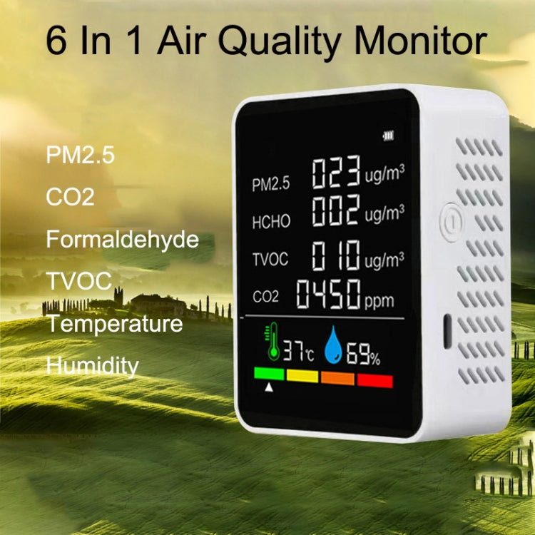 ZN-2COWT 6 In 1 PM2.5 Infrared Sensor CO2 Formaldehyde TVOC Temperature Humidity Detector Reluova