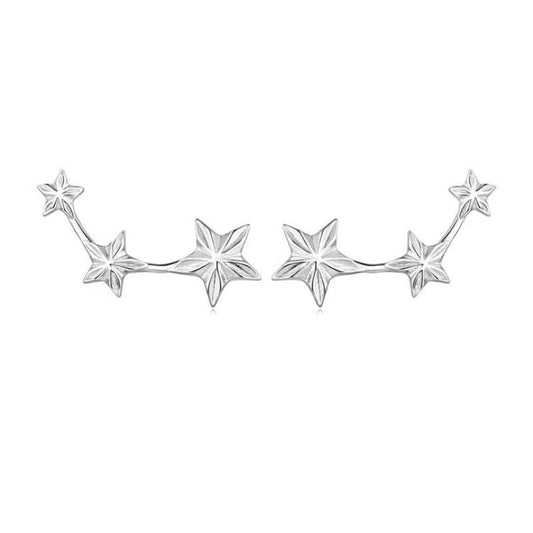 Sterling Silver S925 White Gold Plated Star Earrings Reluova