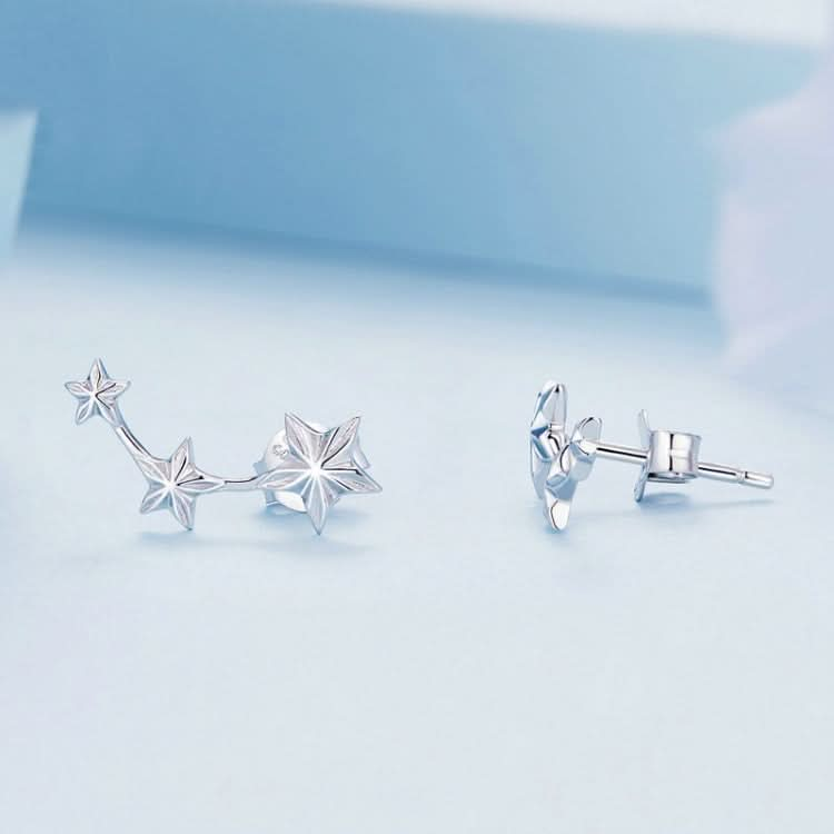 Sterling Silver S925 White Gold Plated Star Earrings Reluova