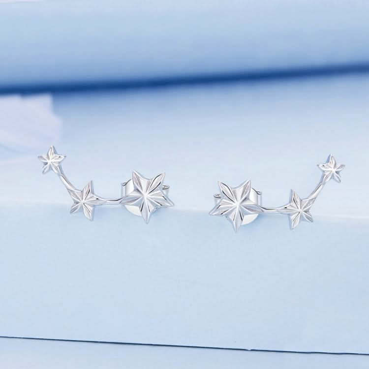 Sterling Silver S925 White Gold Plated Star Earrings Reluova