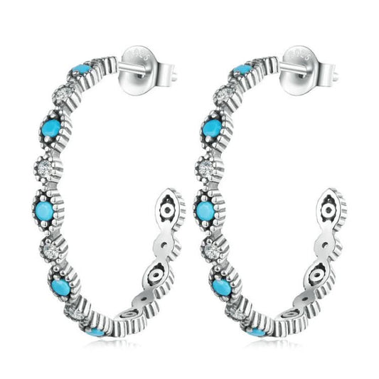 Sterling Silver S925 Devil Eye Sparkling Zirconia Earrings Reluova