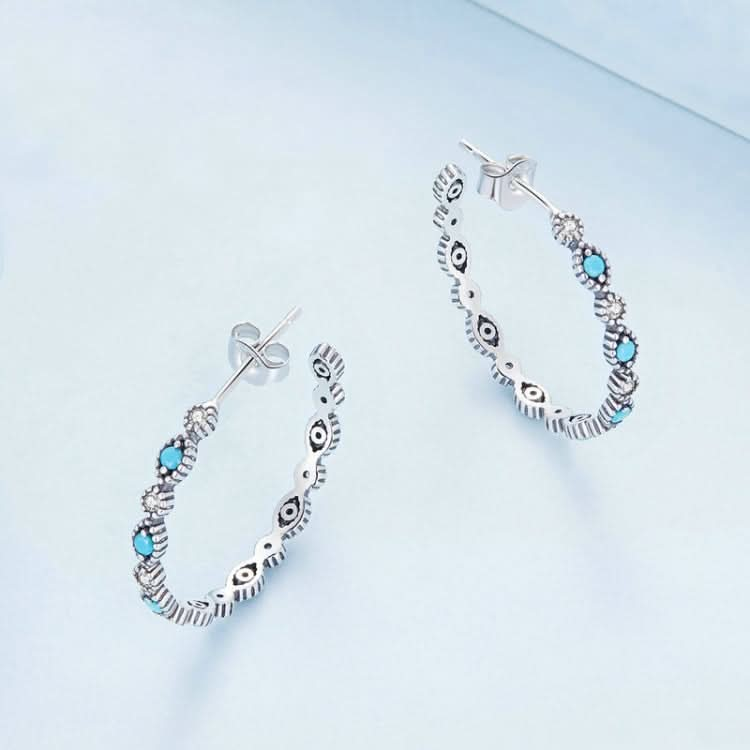 Sterling Silver S925 Devil Eye Sparkling Zirconia Earrings Reluova