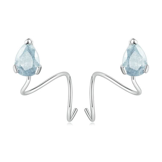 Sterling Silver S925 Water Drop Ice Flower Zirconia Surround Earrings Reluova