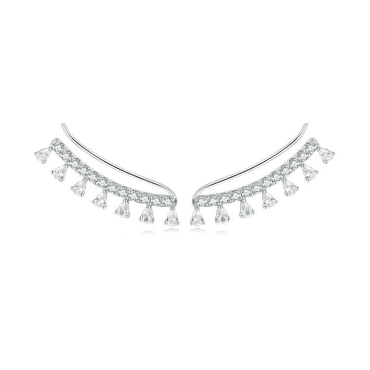 Sterling Silver S925 White Gold Plated Sparkling Zirconia Earrings Reluova