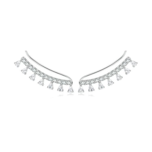 Sterling Silver S925 White Gold Plated Sparkling Zirconia Earrings Reluova