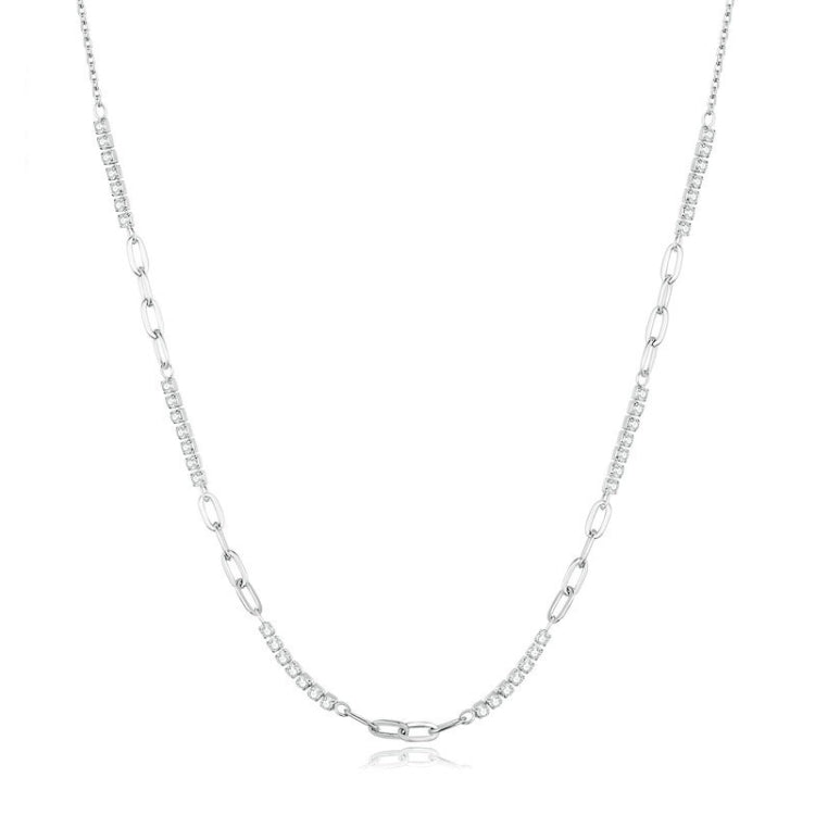 Sterling Silver S925 Sparkling Spliced Zirconia White Gold Plated Necklace Reluova