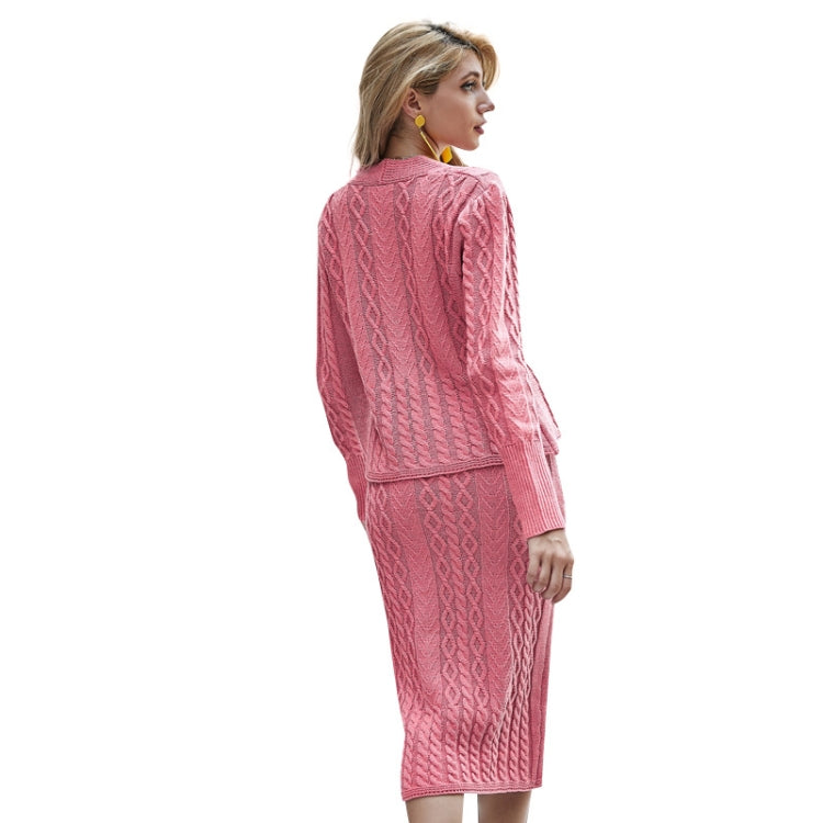 Women V-neck Sweater Half-body Skirt Two-piece Knitting Suit