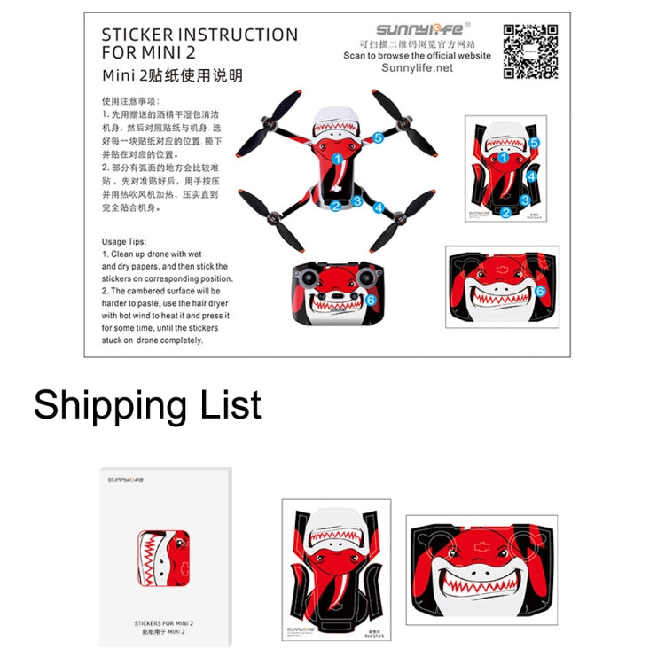 Sunnylife MM2-TZ452 For DJI Mini 2 Waterproof PVC Drone Body + Arm + Remote Control Decorative Protective Stickers Set My Store