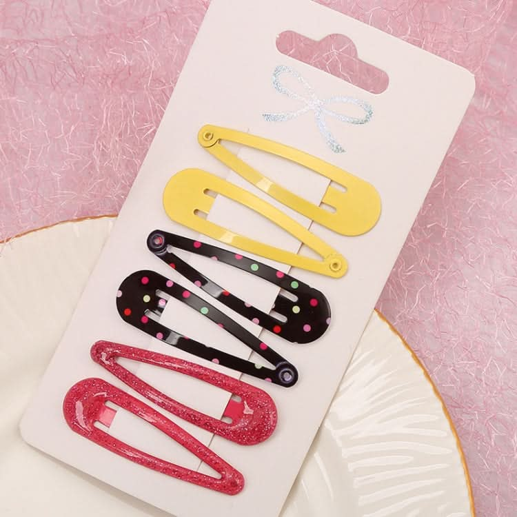 5sets  Drip Oil Baking Lacquer Printing Girls Hair Clip Hair Accessories-Reluova